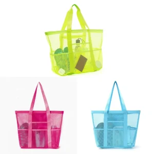 Lightweight Women’s Mesh Swimming Tote Bag Large Capacity Casual Open Beach Handbag Durable Reusable Beach Accessory