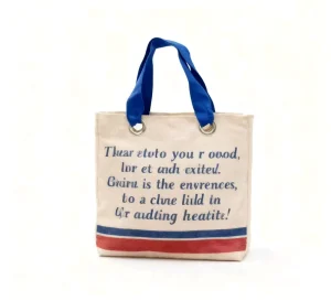 Linen Cotton Recyclable Shopping Tote Bag Retro style Geometric Patterns Customizable Logo Prints Dustproof Water resistant