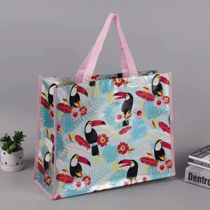 Logo Non Woven Biodegradable Eco friendly Tote Bag with Flexiloop Handle for Supermarket Shopping Watch Storage & Daily Use