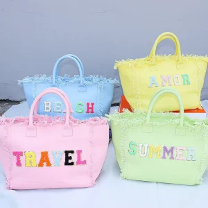 Low MOQ USA Warehouse Free Shipping High Quality Canvas Bags for Women Ladies Fashion Handbags Beach Tote Bag