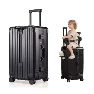 Luggage with Child Seat 20 28 Lockable 4 Spinner Wheels with TSA Approved Lock Travel Suitcase with Seat for Kids in 2 4 Years