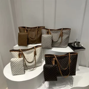 Luxury 2 Pieces Set Ladies Handbags PU Leather Messenger Shoulder Bag Zipper Tote for Women