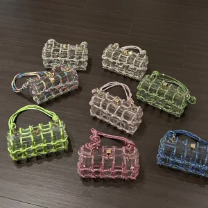 Luxury Acrylic Transparent Evening Bag Bridal Wedding Coin Purse Glitter Bling Rhinestone Boston Clutch for Ladies
