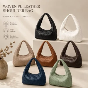 Luxury Braided Big Woven Bag Large PU Leather Hobo Handbag with Zip Closure Handmade Fashion Brand for Women