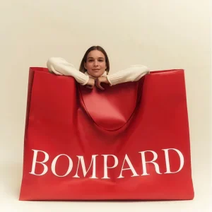 Luxury Bright Red Giant Large Paper Tote Bag Custom Brand Satin Ribbon Handle for Dress Wedding Gift Brand Event Packaging