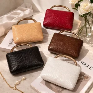 Luxury Clutch Dinner Bag Fashion PU Leather Chain Shoulder Strap Polyester Lining for Women’s Wedding Birthday Evening