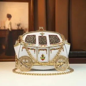 Luxury Creative Carriage Shape Bag for Women Vintage Cartoon Portable Handbag Unique Designer Shoulder Crossbody Bag