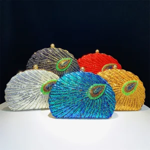 Luxury Crystal Shell Shape Evening Bag for Women Wedding Party Clutch Purse Elegant Handbag