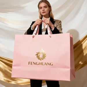 Luxury Custom Printed Laminated Extra Large Size Pink Shopping Gift Packaging Clothing Dress Paper Bag With Your Own Logo