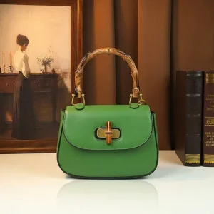 Luxury Designer Bamboo Handle Handbags Women Vintage Retro Flap Crossbody Bag Elegant Top Handle Shoulder Satchel Ladies Purse