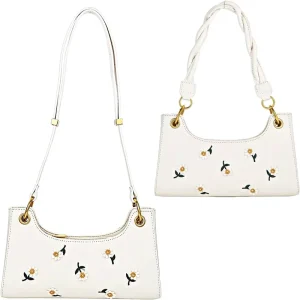 Luxury Designer Fashion Bags Underarm Crossbody Shoulder Bag Zipper Closure Two Removable Straps PU Material Embroidery Daisy