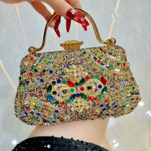 Luxury Diamond Encrusted Evening Clutch Bag Gorgeous Dress Party HandBag Women’s Shoulder Crossbody Dinner Bag