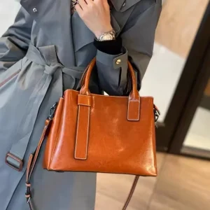 Luxury Fashion Genuine Leather Tote Crossbody Bags with Tassel Chains Zipper Closure Two Straps for Women