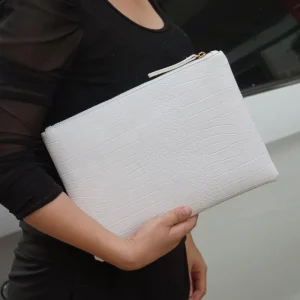 Luxury Fashion PU Business Clutch Bag with Zipper Closure for Women Evening Party Commute and Document Storage