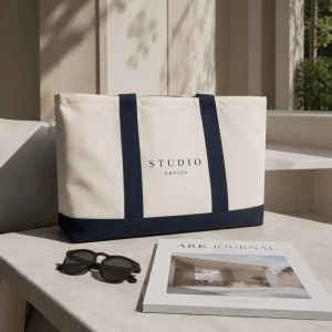 Luxury Fashion Recycled Cotton Canvas Tote Bag 16oz Heavy Duty Large Capacity Shopping Shoulder Bag Women Letter Gift Custom