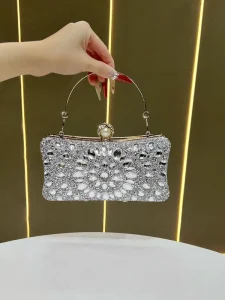 Luxury Full Rhinestone Clutch Elegant Evening Bag Chic Multi color Full Rhinestone Handbag with Mini Handle for Women