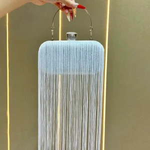 Luxury Glitter Fringe Evening Clutch Detachable Chain Rhinestone Clasp Weddings Parties Glamorous Formal Women’s Evening Bag
