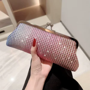 Luxury Hand pink Gradient Diamond Evening Bag Clutch Bag Women’S Wedding Crystal Purse Bags Sac Tendance