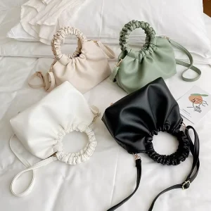 Luxury Handbags for Women Pu Fashionable Single Strap Lady Handbags Solid Color Black Cute Handbags