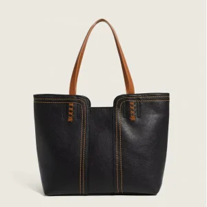 Luxury Ladies Designer Handbags Simple Tote Bag Retro Large Capacity PU Zip Tote Bag Autumn Winter Portable Single Shoulder Bag