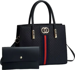 Luxury Ladies Handbags and Wallets 2Set Designer Women’s Fashion Brand Tote Purses with Zipper Closure PU Lining
