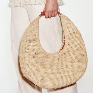 Luxury Moon Shape Raffia Straw Bag for Women Handmade Woven Crescent Hobo Shoulder Bag Summer Beach Tote Handbag