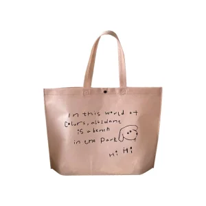 Luxury Nude Pink Nonwoven Fabric Tote Bag Custom Printed Logo Eco Friendly Clothing Packaging Bag with Press Stud