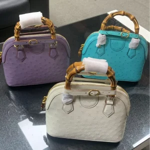 Luxury Ostrich Leather Shell Shoulder Bag Lightweight Single Zipper Women Crossbody Bag