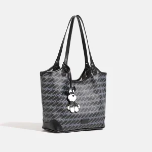 Luxury PU Leather Handbag for Women Designer Inspired Top Handle Purse Double Shoulder Strap Elegant Black Tote Bag