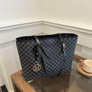 Luxury PU Leather Handbag for Women Designer Inspired Top Handle Purse Double Shoulder Strap Elegant Black Tote Bag