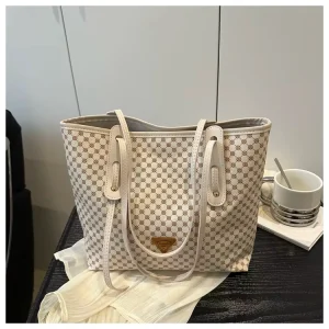 Luxury PU Leather Ladies Handbag for Women Designer Inspired Top Handle Purse Double Shoulder Strap Elegant Black Tote Bag