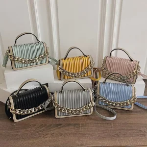 Luxury PU Shoulder Bag for Women Casual Tote Handbags Single Chain Decoration Magnetic Closure Polyester Lining