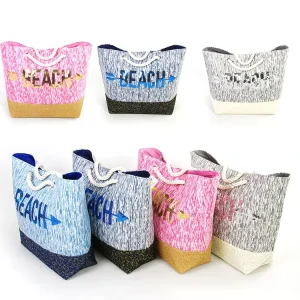 Luxury Paper Straw Beach Bag New Design Sequins Paper Straw Tote Bag Lady Jute Beach Bag Summer