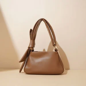 Luxury Real Leather Cloud Bag for Women Elegant Bow Knot Shoulder Purse Fashion Genuine Cowhide Leather Underarm Hobo Bag