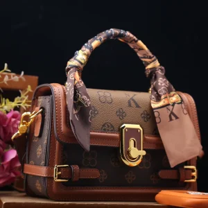 Luxury Retro Square Embroidery Handbag Large Capacity Brown Shoulder Strap Crossbody Waterproof Polybag Durable