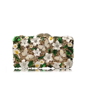 Luxury Rhinestone Encrusted Clutch Colorful Flower Design Diamond Women’s Evening Bags for Parties