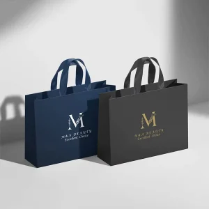 Luxury Ribbon Handle Boutique Shopping Packaging Customized Printed Tote Gift Paper Bag For Packaging Garment With Your Own Logo