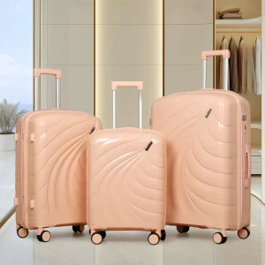 Luxury Simple Modern Waterproof Lightweight PP 4 Wheel Luggage Set Combination Lock Polyester Lining Cartoon Customizable