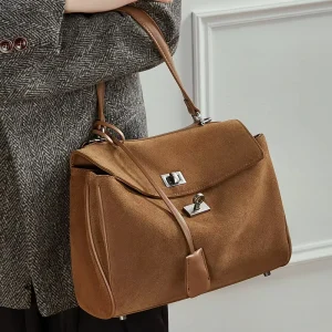Luxury Suede Leather Retro Style Women Shoulder Hand Bags Vintage Purses and Women’s Office Handbags