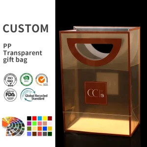 Luxury Transparent PVC Die Cut Handle Bag Custom Printed Plastic Tote Bag for Jewelry Boutique Gift Packaging