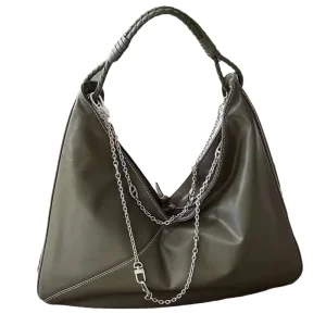 Luxury Women’s Genuine Sheepskin Leather Geometric Waterproof Tote Shoulder Bag Single Chain Fashionable Zipper Closure Handbag