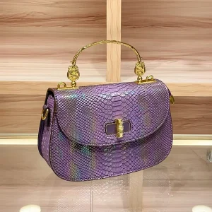 Luxury-grade Genuine Leather Snake-print Tote Saddle Bag Street Fashion Everyday Womens Handbag Shoulder Simple Parties