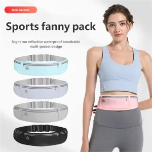 MKW3106 Custom Logo Waterproof Reflective Outdoor Sports Fanny Pack Adjustable Waist Bag Running Hiking Lightweight Belt Zipper