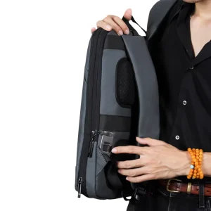 Man’s Anti Theft Fashion Laptop Backpack Oxford Material Zipper Closure Smart Fingerprint Lock All Seasons Model V2421