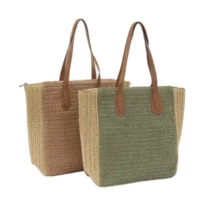 Manufacture Straw Shoulder Bag for Women Eco Friendly Shopping Straw Big Capacity Bags Women Handbags