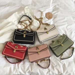 Manufacture in China Custom Thailand Style Fashion Women PU Leather Hand Bag and Purse Bee Handbags