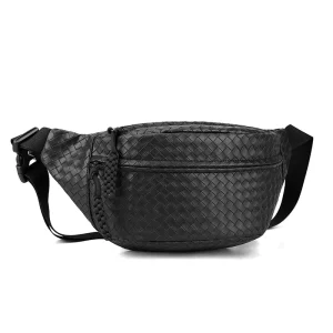 Men’s Adjustable Sport Fitness Waist Bag, PU Leather, Zipper Closure, Waterproof