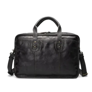 Men’s Business Briefcase Vintage Handmade Bag Shoulder Crossbody Computer Bag Large Capacity Multi Purpose Satchels