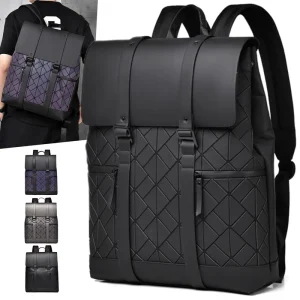 Men’s Business Laptop Backpack Waterproof PU Leather Zipper Closure Durable Luxury OEM Design Softback for School