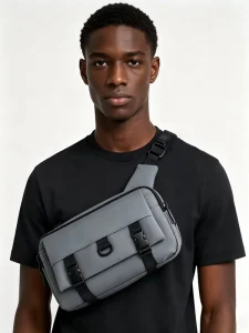 Men’s Crossbody Bag Large Capacity Multifunctional with Multiple Compartments Outdoor Commuting Chest Shoulder Bag
